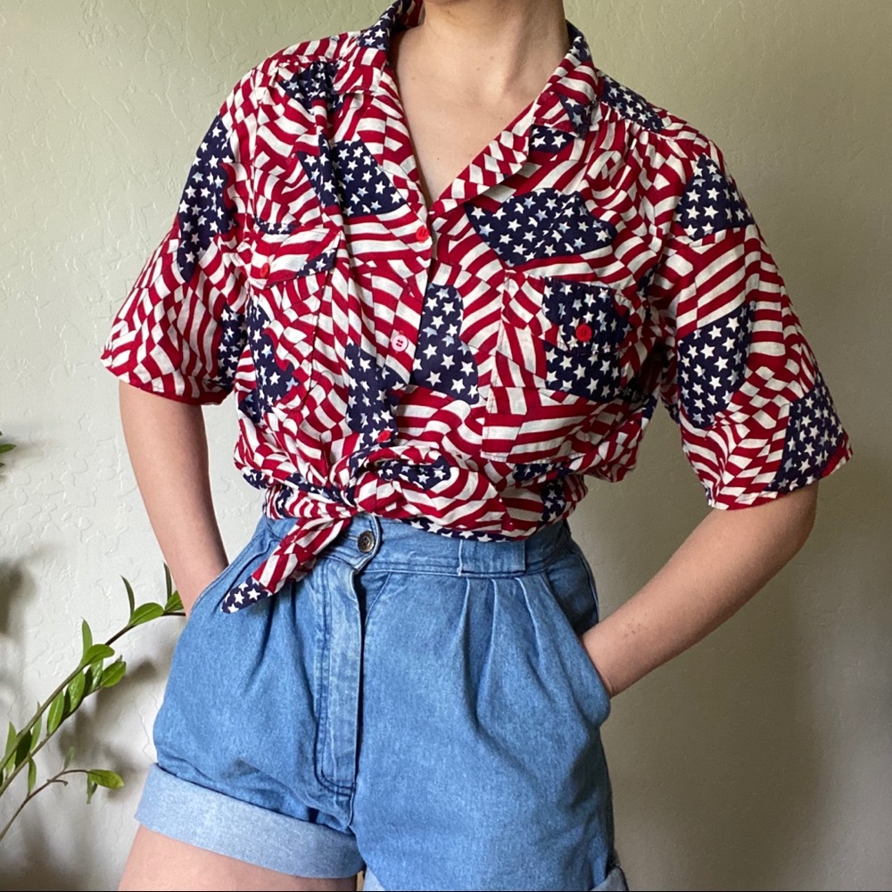 Vintage Red, White & Blue Button-Down Shirt